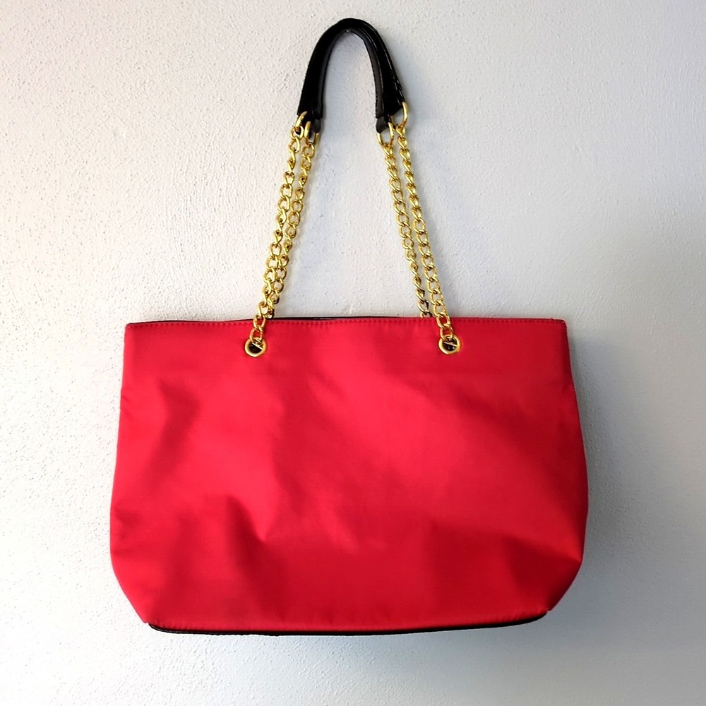 Capelli Tote Womens  Red XL Handbag Double Removable Handles Clasp Inner Pockets
